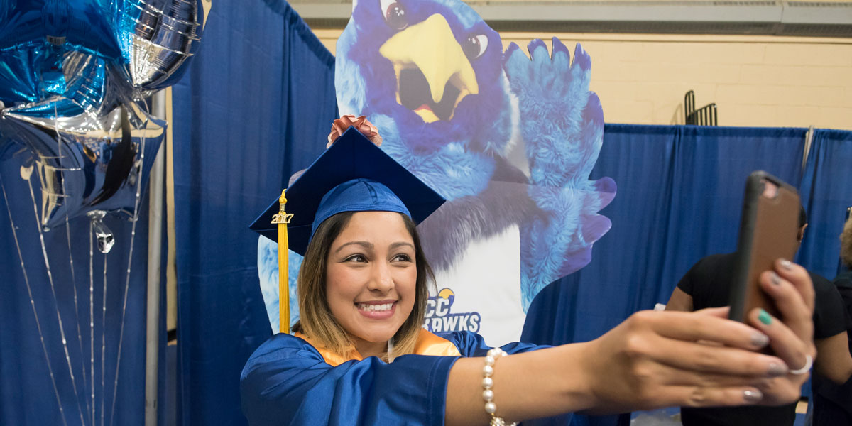 Student taking a selfie with Swoop