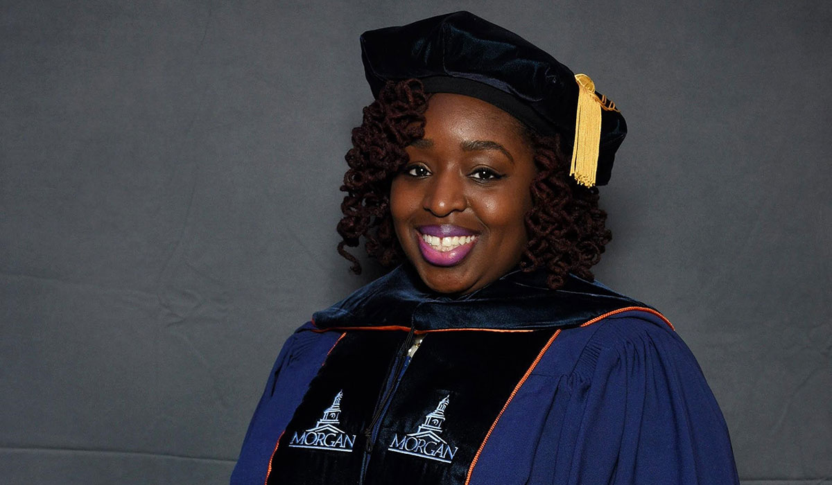 Khadijat Richmond is graduation attire from earning her doctorate.