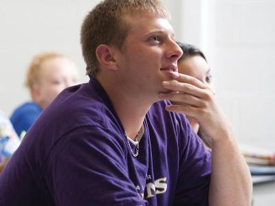 Male student in classroom