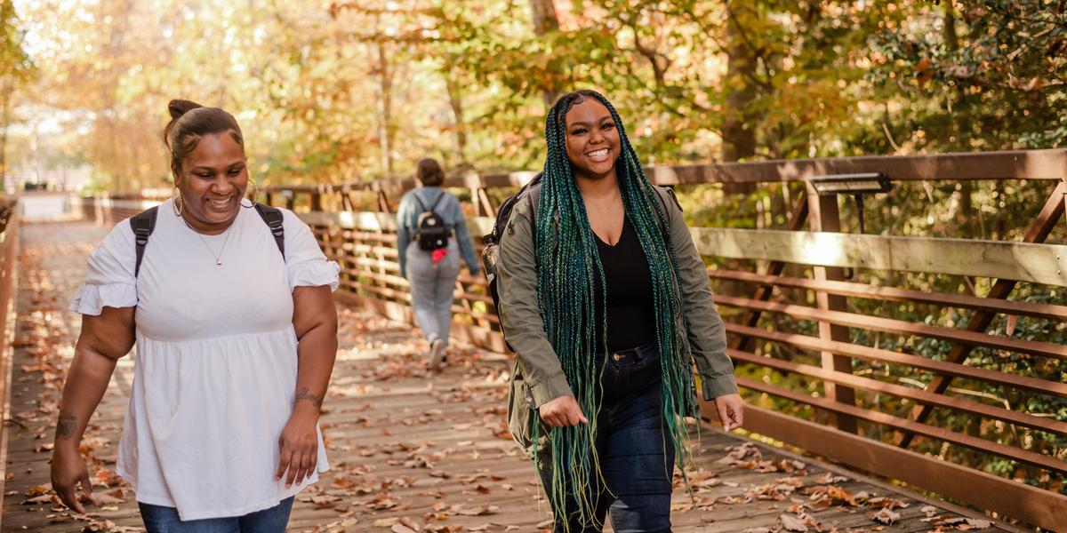 Two students at Arnold campus during the fall term.