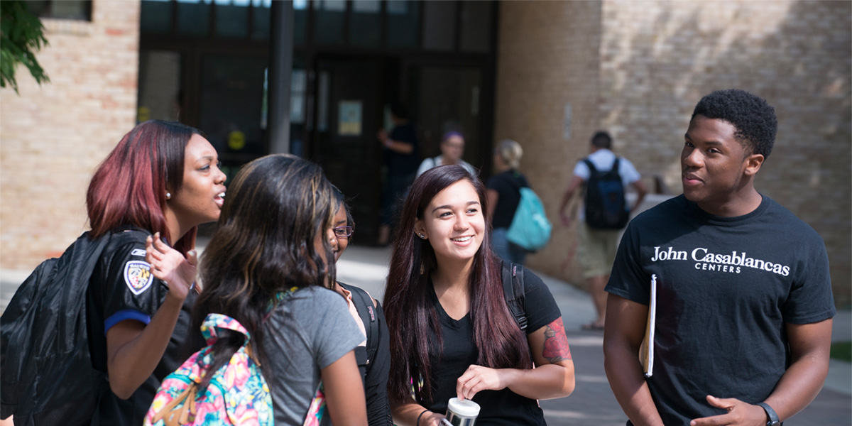 students outside