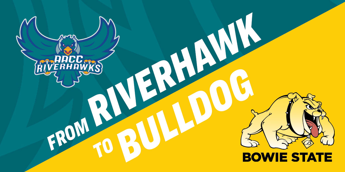 AACC Riverhawk and Bowie State Bulldog logos